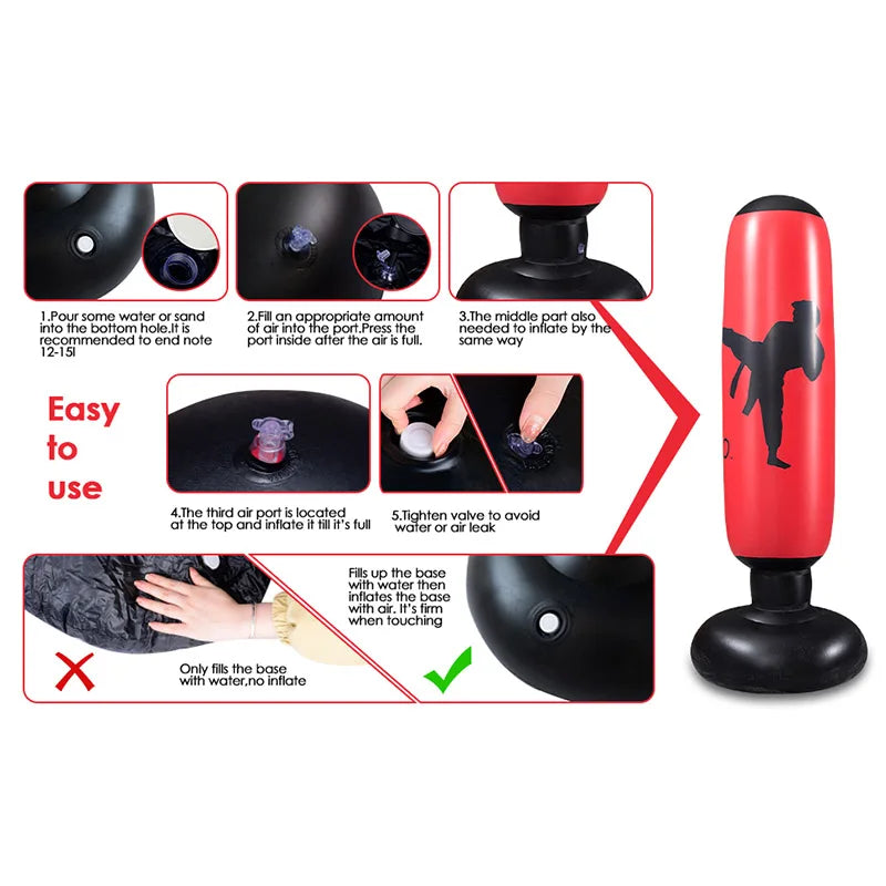 160Cm Inflatable Boxing Bag Adult Children Boxing Punch Kicking Sandbag PVC Tumbler Gym Kids Boxing Training Targets